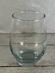 Vintage Libbey Stemless Wine Glasses Blue Base Set of 8 With Caddy
