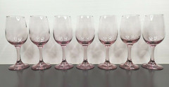 7 Libbey Premiere Pink Water Goblet Set Vintage Elegant Stemware Bar Glasses Lot