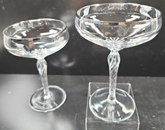 2 Lenox Madison Platinum Champagne Sherbert Glasses Set Crystal Twisted Stemware