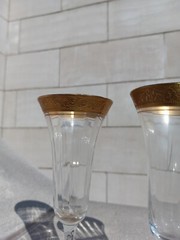 Pair Tiffin-Franciscan Rambler Rose Champagne Flutes 6.75″