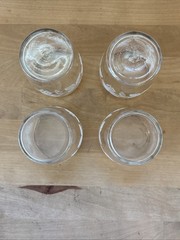 Set of 4 Vintage Bartlett Collins 3” Frosted Grape Leaf Etched Gold Rim Glasses