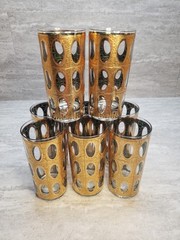 Vintage Pisa 22 Karat Crackled Glass Highball Tumbler by Culver