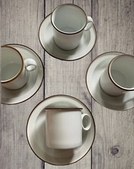 VTG Dansk Designs Mug Set 8 Piece Cup Saucer Epoch Brown Norway Swedish MCM EUC