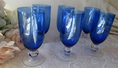 Cobalt Blue Drinkware,Atomic star flower,»Louie» Depression Glass,Weston,Antique