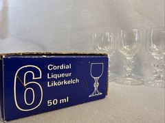 Vintage Bohemia Crystal Set Of 6 Cordial 2.5 Oz Liquor Glasses, Claudia w/ Box