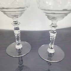 Vintage Libbey Rock Sharpe Floral Etched Champagne/Sherbert Glass Set 4 Stemware