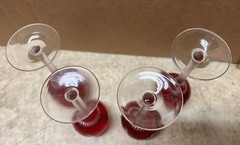 Vintage Red Bohemian Twisted Stem Grapes & Leaves 24k Gold Trim Glasses Set Of 4