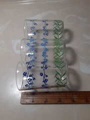 Vintage Swanky Swig Forget Me Not Juice Glasses 5 oz. Set of 5 blue,red,yellow