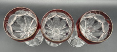 VTG Lausitzer LA16 Ruby Cut to Clear Crystal Hock Wine Glasses 8” Set of 3