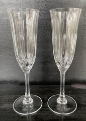 Three-Point Diamond Point Cut Crystal Champagne Flutes Set Of 2