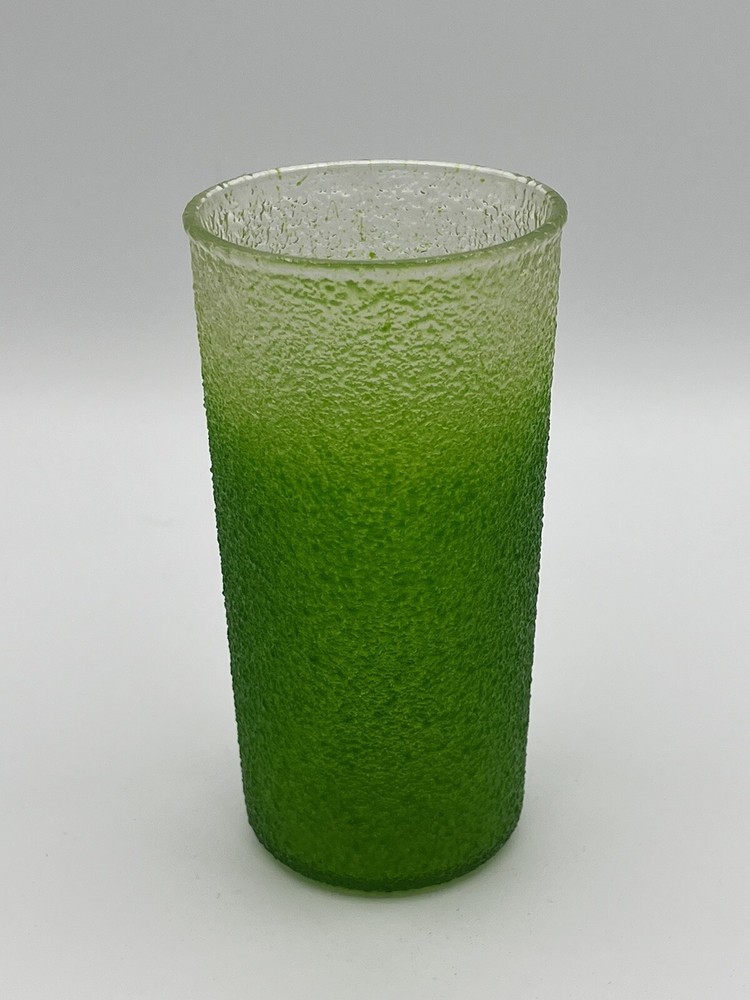 Vintage Drinking Glass With Rubberized Coating/non-slip Texture 1970’s Green (1)