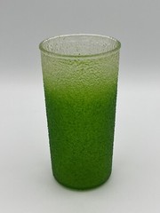 Vintage Drinking Glass With Rubberized Coating/non-slip Texture 1970’s Green (1)
