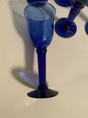 Cobalt Blue Wine Glasses Stemmed Set of 8 7.5 Inches