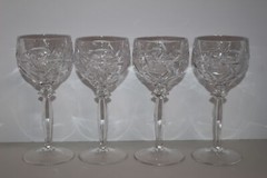 SET OF 4 VINTAGE KH GERMANY LEAD CRYSTAL 6-7/8″ WINE HOCKS/GOBLETS