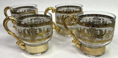 Vintage Set of 4 Russian Martini Cocktail Handled Glasses Mugs Cups