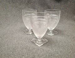 Pair (2) CAMBRIDGE MT VERNON CLEAR Iced Tea Glasses Diamond Square Foot 5 3/8”
