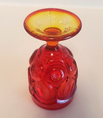 LE Smith AMBERINA Moon & Stars 9 oz Wine Water Goblet Holiday VTG – Set of 2