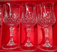 Vintage crystal cups, Arc France long champ, Cristal D’arques-Duran. 6 cups