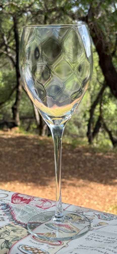 Vintage Kosta Boda 9″ CHATEAU CLEAR Optic Swirls Crystal Wine Glass/Goblet