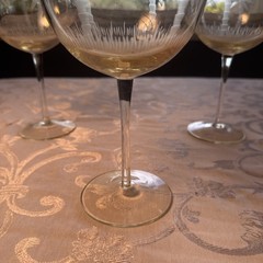 Lenox Amber British Colonial Palm Tree Etched Balloon Wine Glass, Set Of 3
