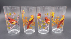 Retro MCM Arcoroc Glass Tumblers Vintage Glassware Birds Set of 4