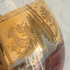 VTG Mid-Century Modern Culver Coronet Roly Poly Cocktail Glasses 22k Gold Aztec