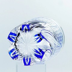 Edo Kiriko Crystal Whiskey Glass Hand Cut Blue Clear 9oz Gift Boxed