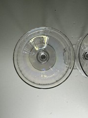 Set Of Four Coup Champagne Glasses Irredescent Vertical Optic / See Pics