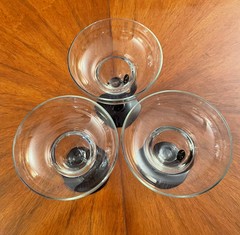 Vintage Libbey Bravura Margarita w/Cobalt Blue Curved Stem Set Of 3 Glasses