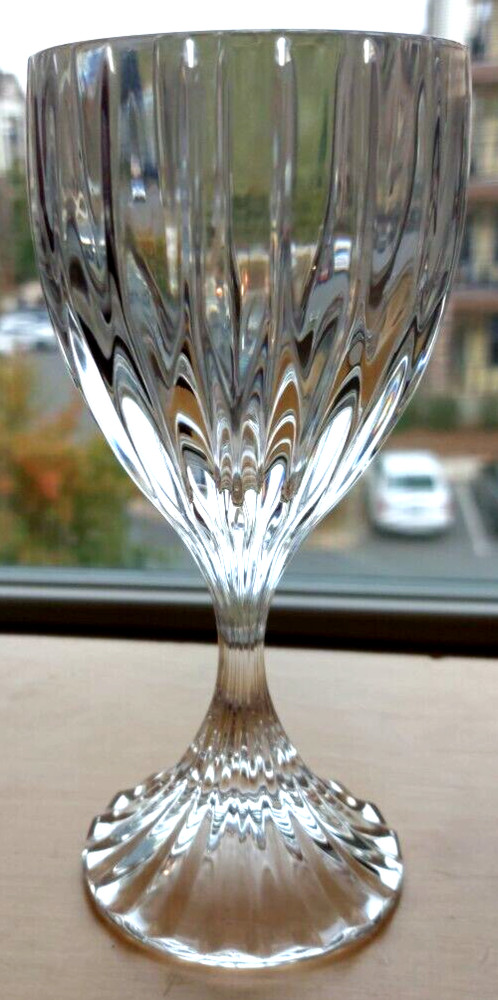 MIKASA PARK LANE WATER GLASS CRYSTAL FOOTED RIBBED GLASS TALL 6.75″ top 3.25″