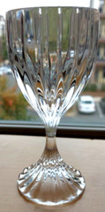 MIKASA PARK LANE WATER GLASS CRYSTAL FOOTED RIBBED GLASS TALL 6.75″ top 3.25″