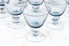 Vintage Wonderful collection of Gulli Ingrid Swedish crystal stemware Smokey Blu