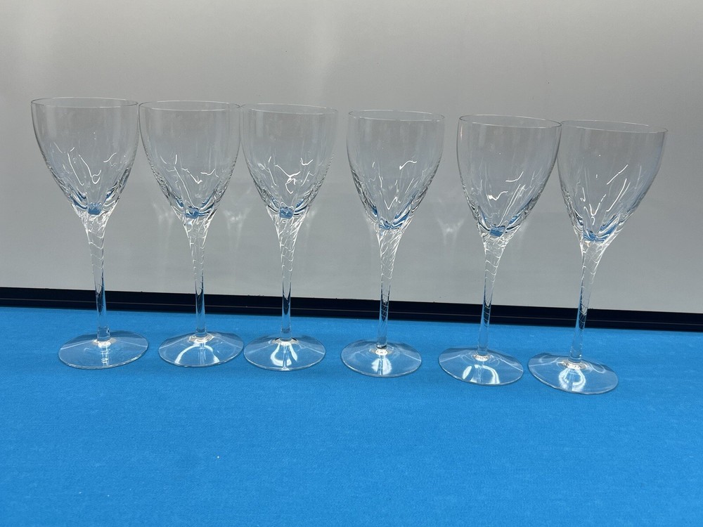 6PCS. Lenox Millennium Encore Platinum Wine Glasses Swirl Etched Stem 8.5 Inches