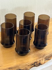 SET 7 Vintage Libbey Tawny Impromptu Brown Flat Tumbler 4 3/4″ 12 oz 20250911