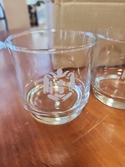 4 Vtg Heritage Monogram B Rocks Whiskey Glasses 12 oz