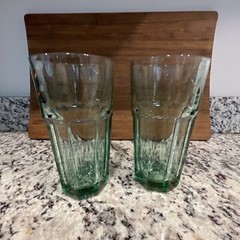 Set of 2 Libbey Duratuff GIBRALTER 16 oz Tumblers Glasses in Spanish Green
