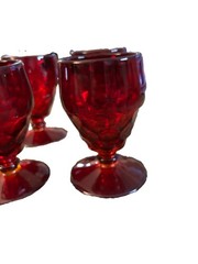 Set of 4 Vintage Mid-Century Viking Glass «Georgian Ruby» Red Goblets- Glows