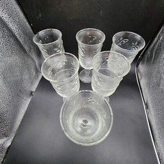 VTG Anchor Hocking Glasses Amanda Pattern Textured Raised Leaves Set Of 6