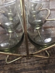 Vintage 8 Libbey Glasses Roly Poly Folding Metal Carrier Caddy Smokey Tumbler