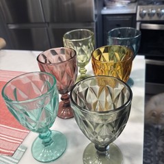 Glass Wine Or Water Goblets, Heavy. 6 Pieces, 6 5/8 TALL-2 sets avail