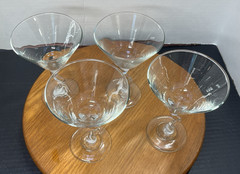 Set of 4 Z Stem 6.5″ Libbey Martini Glasses Crooked Zig Zag Clear Glass Barware