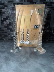 Millennium 2000 Cristal D’Arques Champagne Flutes Set of 2 France Vintage
