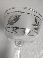 Libby Silver Leaf Frosted Cocktail Champagne Glasses Vintage Set Of 6 Fancy Fall