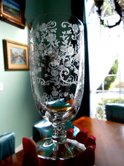 Fostoria Vint Etched Iced Tea Buttercup FOSTORIA