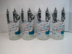 Set Of 4 Vintage Anchor Hocking Tom Collins Frosted Tumblers Southern Belle 6.5″