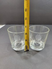 Set of 2 Vintage Scottish Thistle Etched Glass Tumbler Glasses Clear