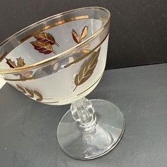 1950’s Libby Frosted Gold Leaf / Golden Foliage Wine Dessert Glass 4.25″