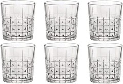 Glass Drinking Glasses Set 6 13.25 Ounces Double Old Fashioned Clear Geometric