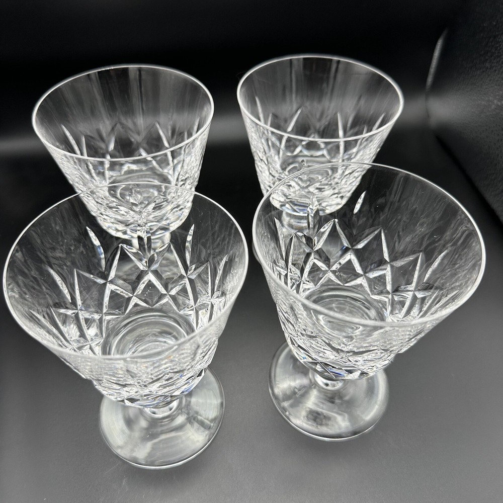 4 Set Stuart England Glengarry 5”T Crystal Water Goblet/Sherbet/Wine Glasses