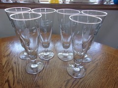 Pilsner Heritage Etched 11 Oz Smooth Stem Crystal Blown Glass – Set of 6